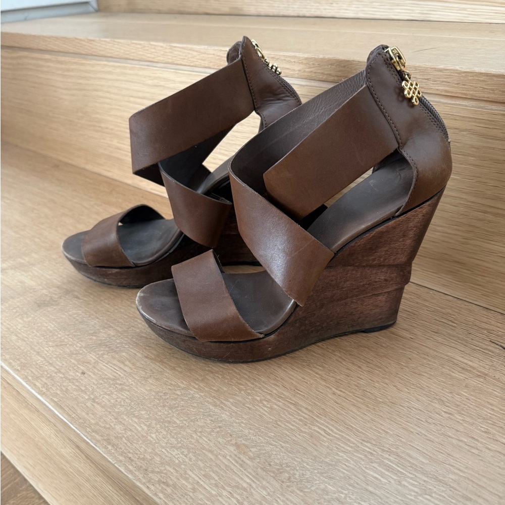 Diane Von Furstenberg Dark Brown Wedge Sandals